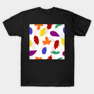 Leaves Pattern - Bold Colors with Pale Colors Behind T-Shirt